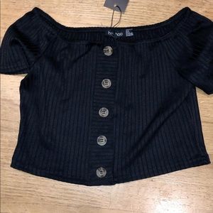 button down cropped top